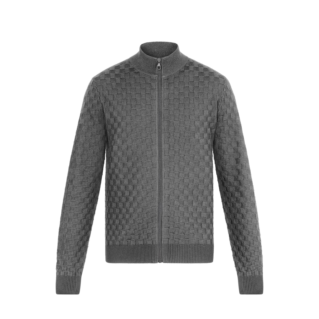 Damier Signature Zip-Through Cardigan - Men - Ready-to-Wear 